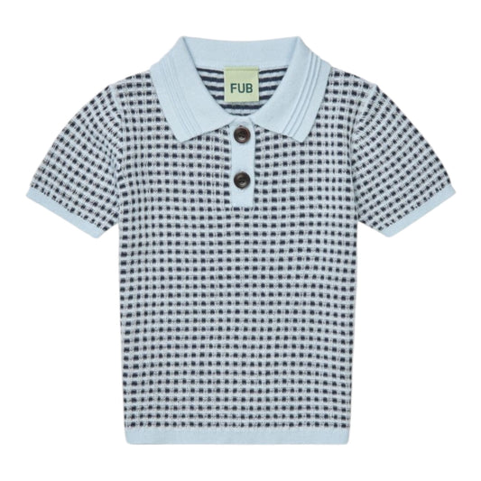 Strick-Poloshirt von Fub aus 100% Bio-Baumwolle, Gr. 62-92, Farbe: light Blue/ dark navy