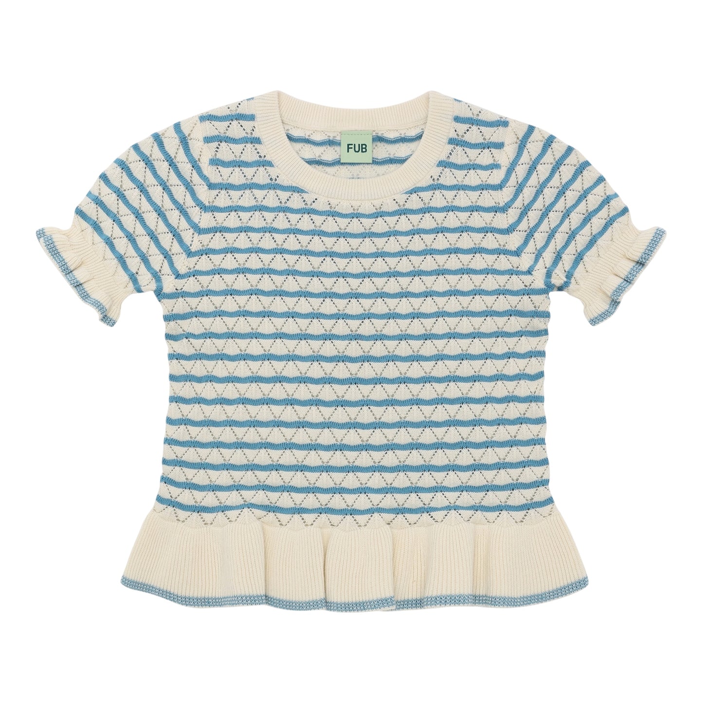 Pointelle Tee von Fub, Gr. 80-130, Farbe: ecru/sea